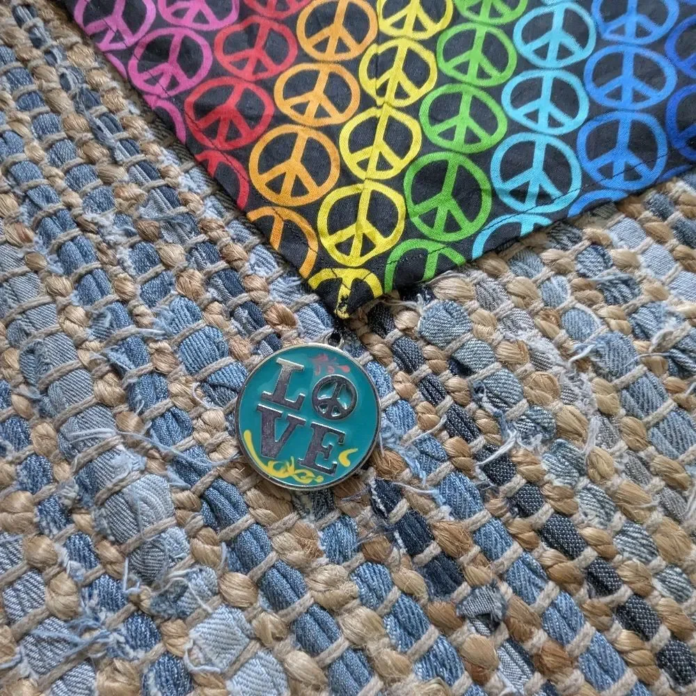 Rainbow Peace Sign Triangle Scarf Bandana Top Festival Pride Love Boho Y2K
